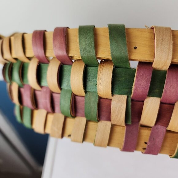 Colorful Woven Oval Basket Handled - Picture 3 of 5